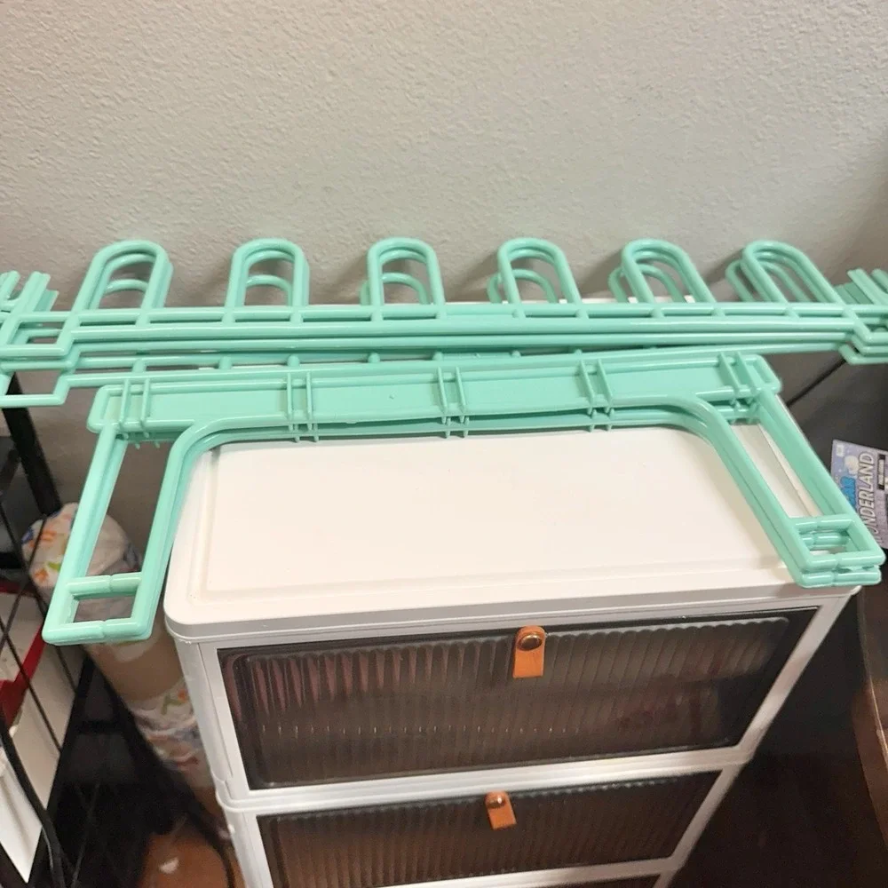 Vintage Yaffa Style Mint Green Plastic 9 Pair Shoe Rack 3 Tier Modular 1980s